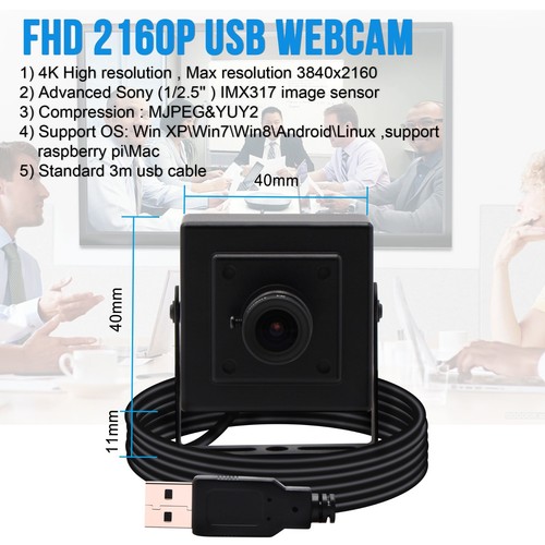 ELP 4K USB Camera High Resolution 3840x2160 MJPEG UHD 30FPS Webcam with 6mm Lens - Picture 3 of 10