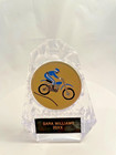 DIRT BIKE RACER  CLEAR ACRYLIC HOLDER FREE PERSONALIZING 4 INCH TROPHY ONE PIECE