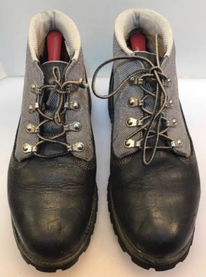 F Timberland Men 8 M US Campsite Waterproof Boot Black Leather Gray