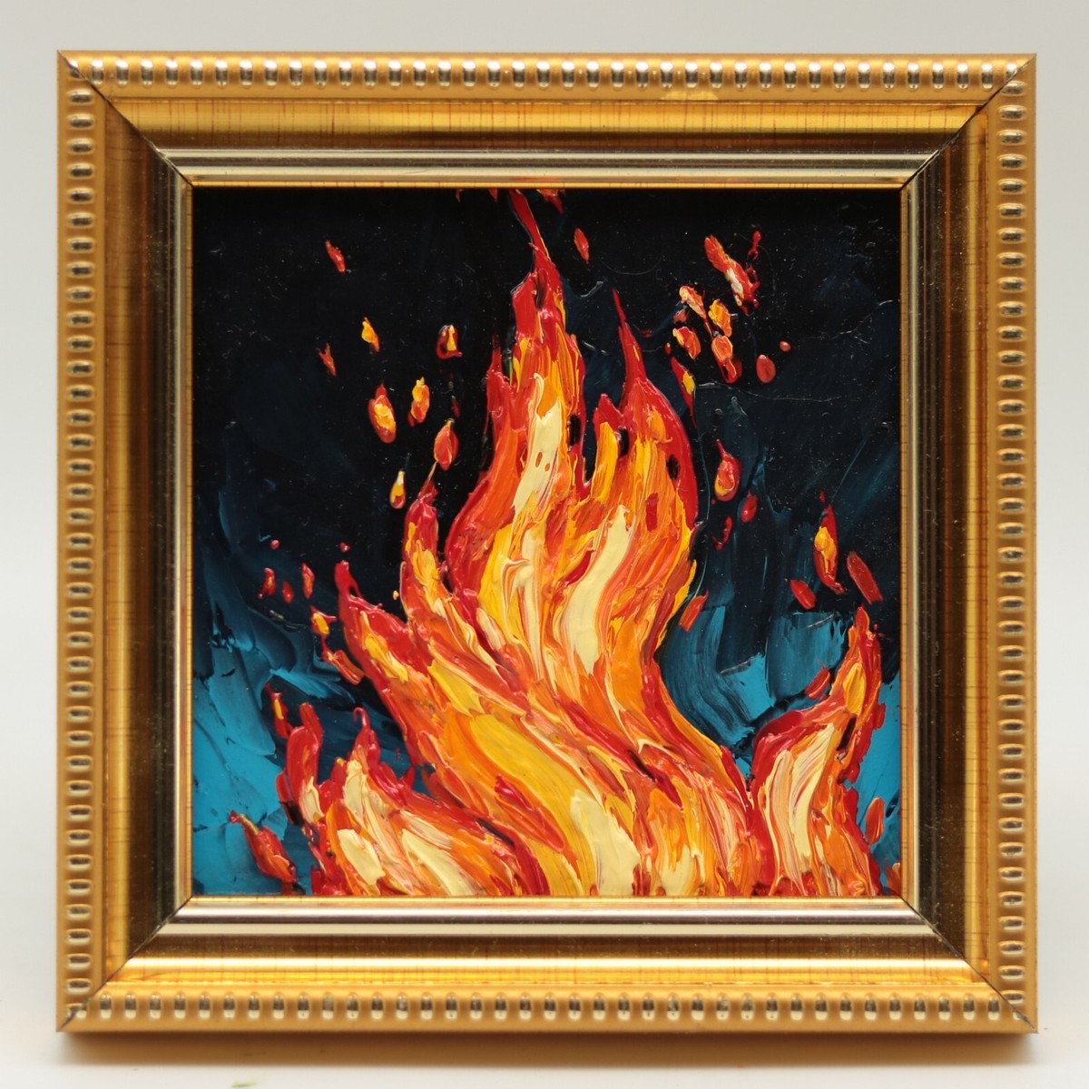 絵画  PARTY FIRE Oil Campfire Original painting Painting landscape Art Fire Wall