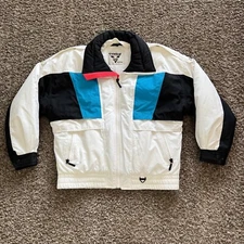 Vintage 80’s Tyrolia SkiWear By Head Ski Snow Jacket Sz Medium Coat White, Pink