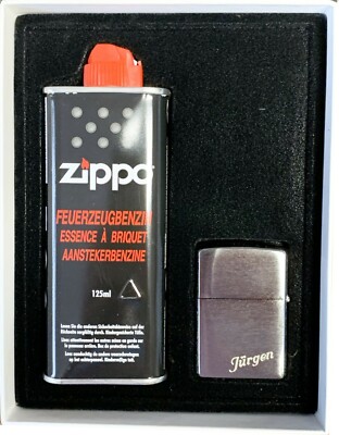 Zippo ORIGINAL Klassiker Geschenk SET mit WUNSCH GRAVUR  (Buchstaben / Zahlen)