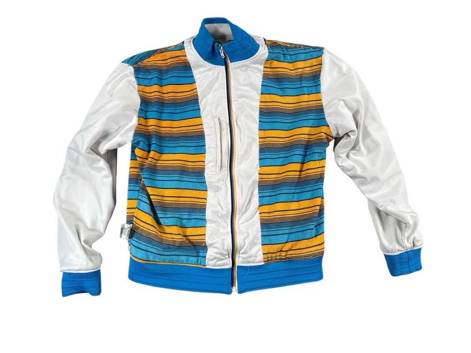 Chaqueta deportiva Coogi vintage para hombre mediana blanca reversible deletrear logotipo cremallera completa Foto 2 de 4
