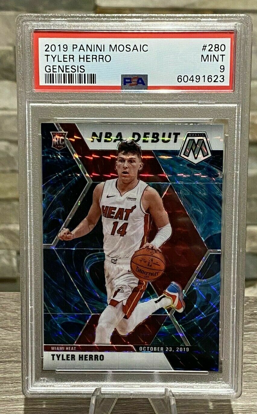 2019-20 Panini Mosaic Tyler Herro #280 Genesis NBA Debut SSP PSA 9 MINT Rookie