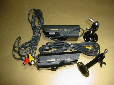 2 NEW Black White B&W Pro-VIDEO CCD Bullet Cameras Outdoor Weatherproof + Mounts