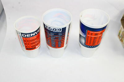 2007 2009 2010 NFL Bronco Schedule Wendy's Plastic Drinking Cups 