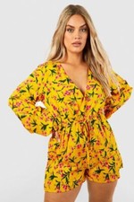 Ex Women Yellow  Playsuit  Dress Ladies Plus Size 16 18 20 22 26 28