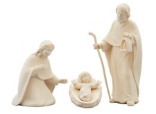 Holz Krippen Figuren HEILIGE FAMILIE geschnitzt H 15 cm natur neu. LI Krippe Hl.