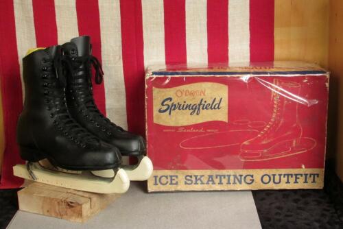 Vintage Canadian Flyer Figure Skating Womens Ice Skates Springfield Sz.5 w/Box - Afbeelding 1 van 12