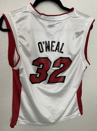 Reebok #32 Miami Heat SHAQUILLE O'NEAL NBA Reebok Jersey White Boys L (14-16) - Picture 5 of 5