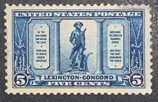 Travelstamps: 1925 US Stamps Scott #619 Lexington-Concord Sesquicentennial mogh