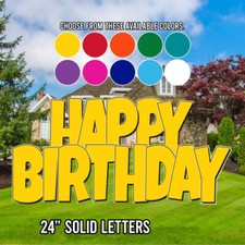 24" Solid Happy Birthday EZ Set Yard Sign Set  5pc Outdoor Lawn Decorations