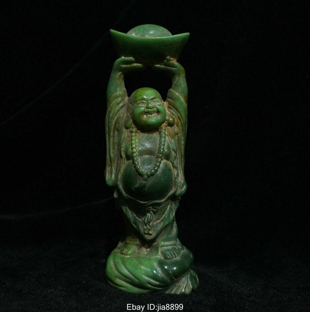 Chinese Real Natural White Jade Yuanbao Maitreya Buddha Lucky Statue For Sale Online Ebay