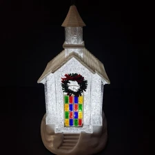 Pretty White LED Light Up Christmas Church Chapel Shelf Decor 11"