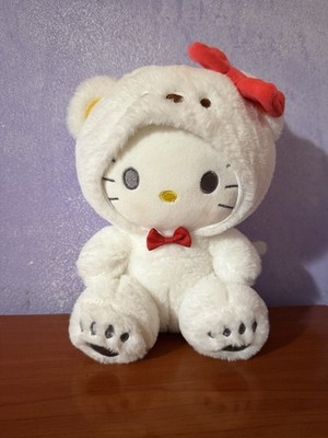 Cute Hello Kitty With A Bear Hood Plushie For Kids Adults Teenagers