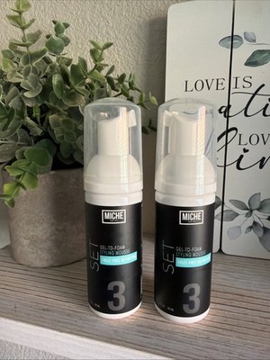 NEW Bundle of 2 Miche Set Gel-To-Foam Styling Hair Mousse 2oz each Travel Size