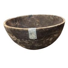 Vintage Primitive Wooden Dough Bowl 12x6 Rustic Hand Carved Decor Kitchen