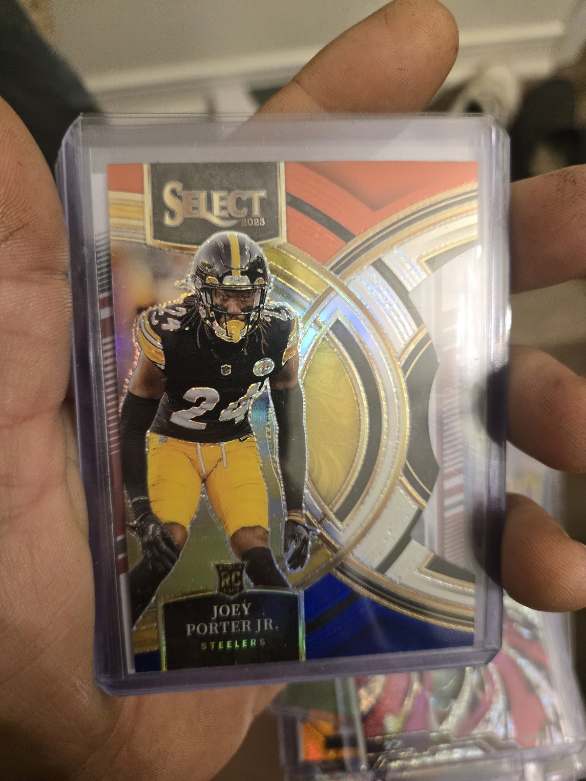 2023 Panini Select - Premier Level Joey Porter Jr. #179 Red & Blue Prizm Die-Cut