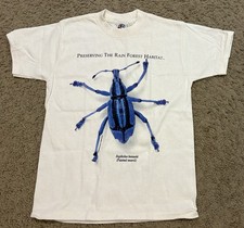 NOS VINTAGE PRESERVING THE RAINFOREST BUG SHIRT YOUTH LARGE PAINTED WEEVIL 90S