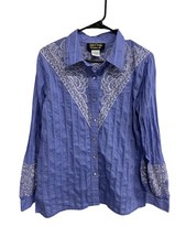 Bob Mackie Wearable Art Large Purple Lace Floral Shirt Cottagecore Whimsical