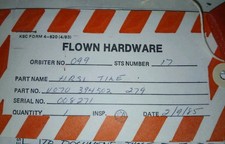 1985 CHALLENGER FLOWN in SPACE NASA SPACE SHUTTLE TILE Serial # 008271 Paperwork