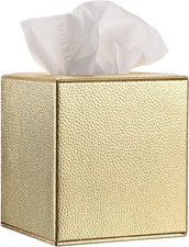 Square Tissue Box Cover Holder with Magnetic Bottom Gold Decorative Home D cor
