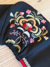 AUTHENTIC NORWEGIAN BJERKREIM ROGALAND BUNAD HAT HAND EMBROIDERED NORWAY black