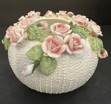 Vintage 1987 Seymour Mann Jolie Fleurs Sea Urchin Rose Bowl - Bone China