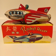 Vintage Tin Toy Rocket Racer Made in China with Box Works RARE
