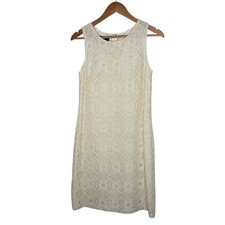Nine West Women's Cream Off White Lace Fully Lined Sleeveless Dress Size 4