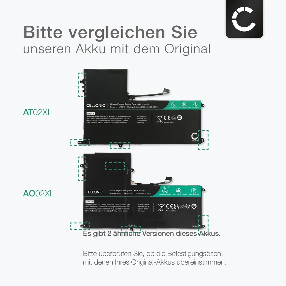 Ersatz-Akku für HP ElitePad 1000 G1,G2, 900 G1, AO02XL, AT02XL - Bild 4 von 4