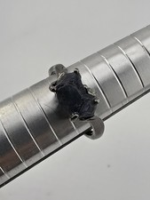 925 Sterling Silver Raw Rough cut Natural Blue Sapphire Ring Size 7.75