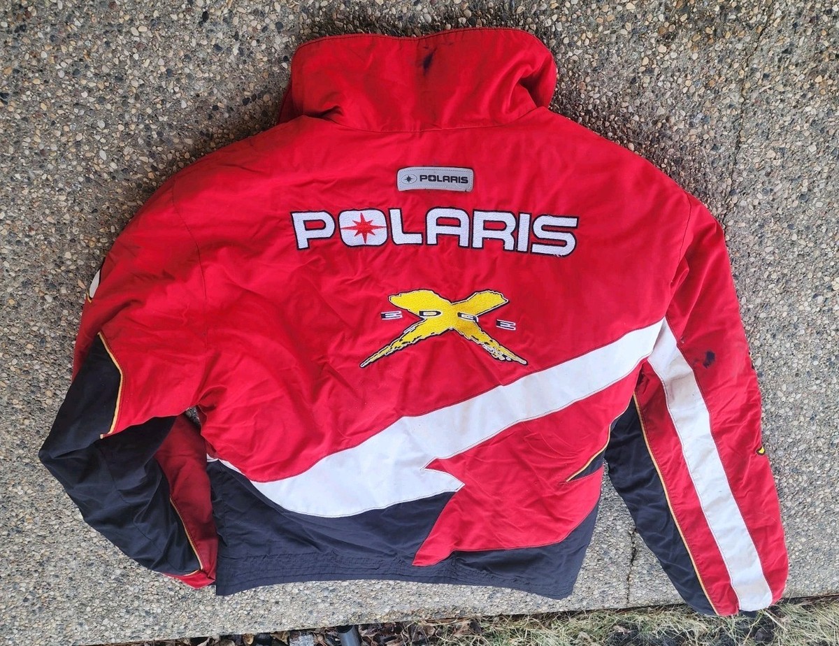 90s POLARIS 中綿ナイロンジャケット USA製 XLG Polaris Edge x Snowmobile Men's Coat Jacket Red/Yellow, Insulated