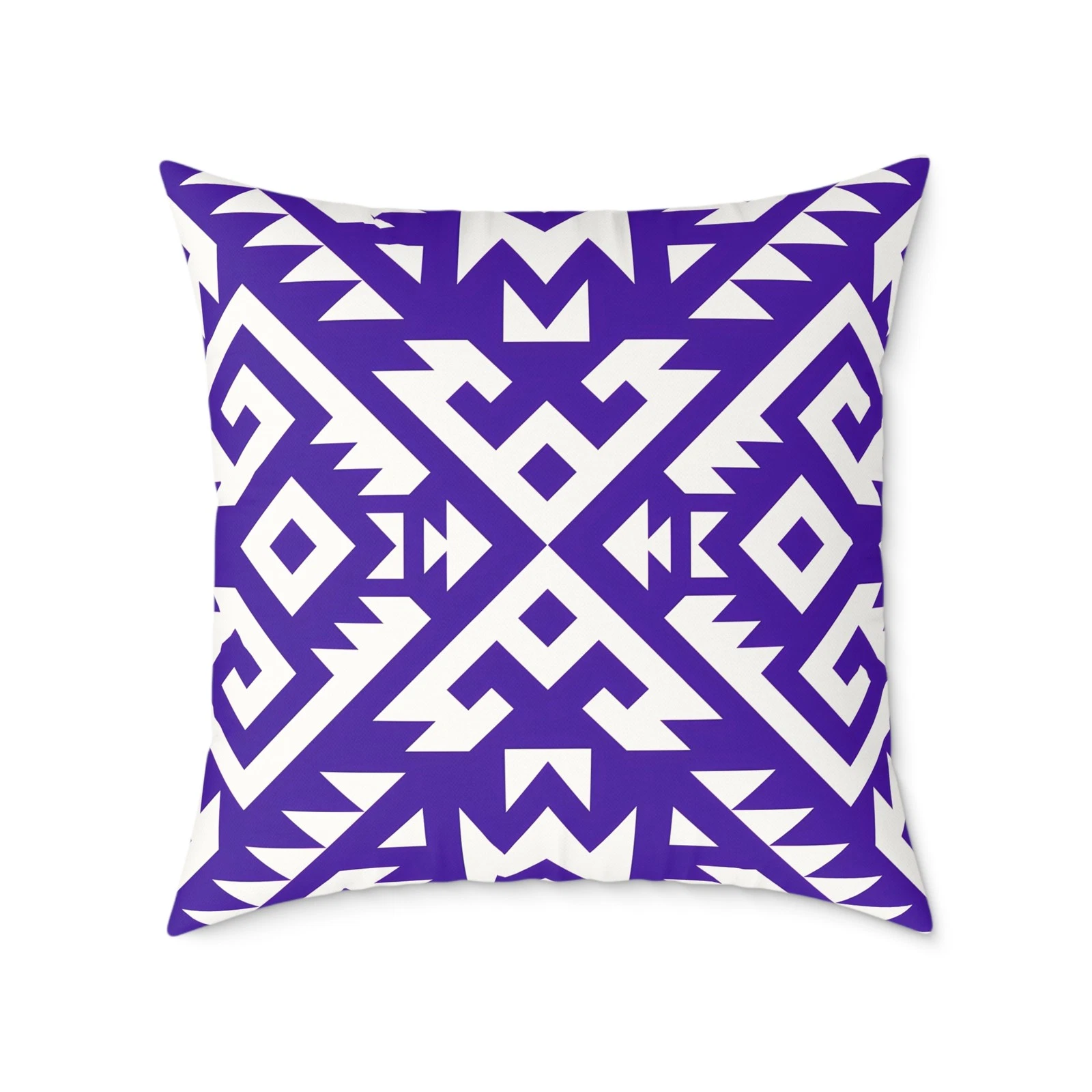 Geometric Boho Aztec Pattern Square Pillow | Purple Tribal Throw Pillow
