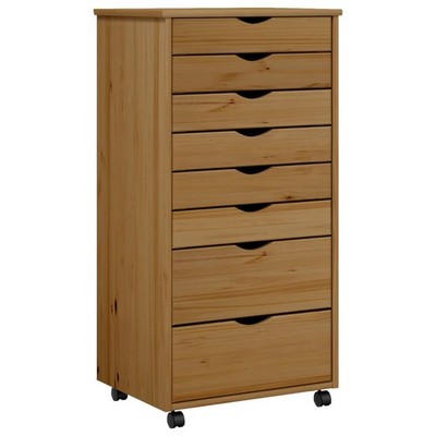 Rollschrank Mit Schubladen MOSS Honigbraun Massivholz Kiefer Schubladenschrank