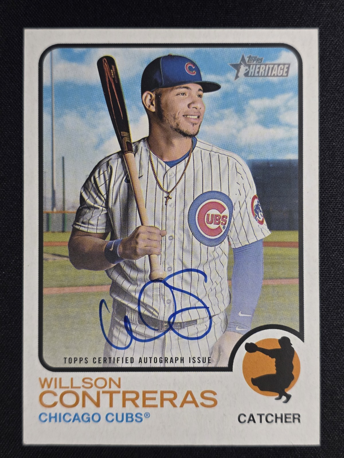 Willson Contreras 2022 Topps Heritage Real One Blue Ink AUTO CUBS