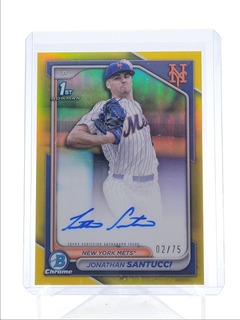 JONATHAN SANTUCCI 2024 BOWMAN CHROME DRAFT 1ST YELLOW AUTO /75 Q0566
