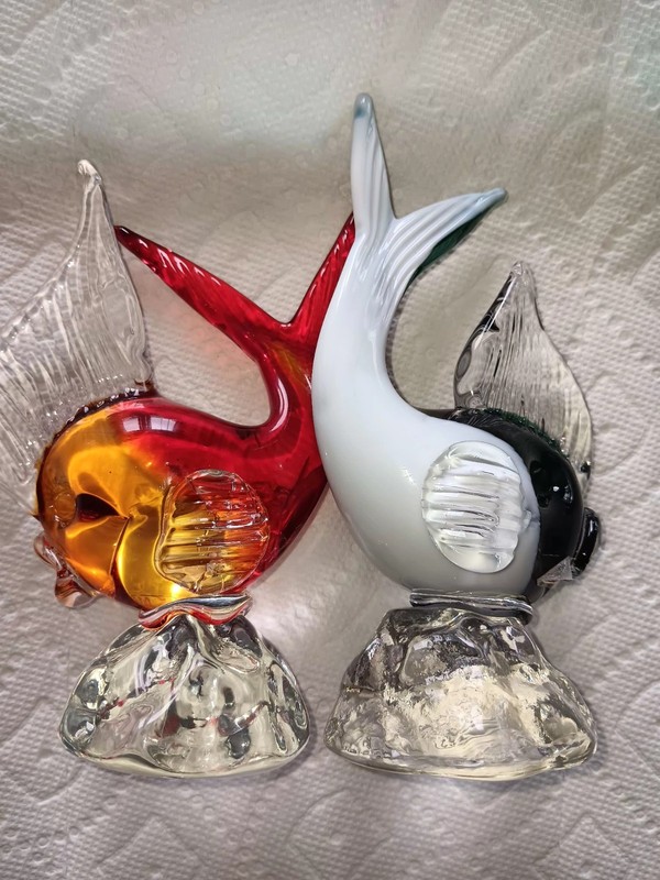 Two Vintage ICET Colorful Art Glass  Art Glass Fish Figurines  Venezuela