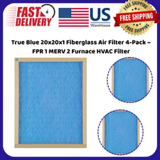 True Blue 20x20x1 Fiberglass Air Filter 4-Pack FPR 1 MERV 2 Furnace HVAC Filter