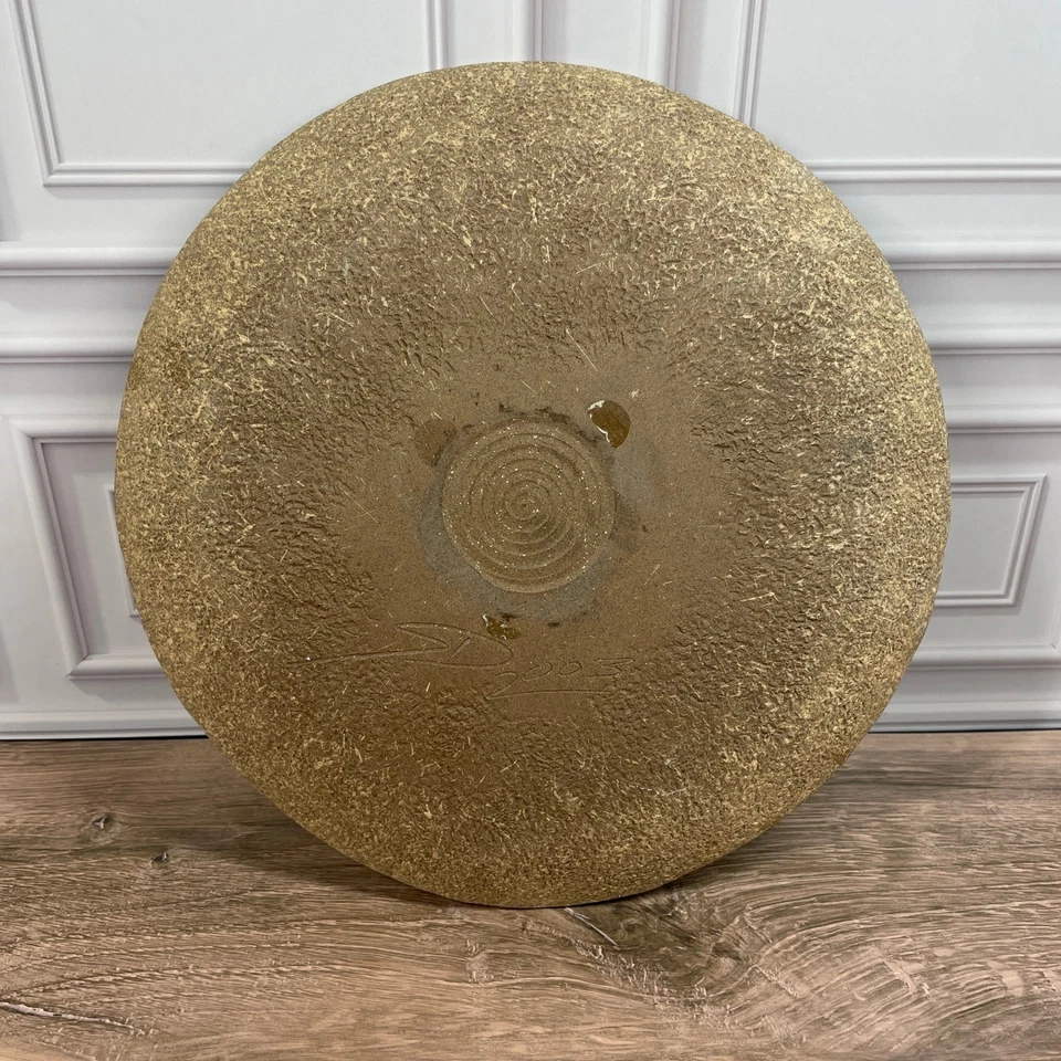 Plato decorativo vintage hecho a mano hoja de helecho texturizado 10,5" firmado 2003 Foto 4 de 4