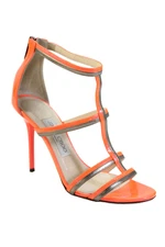 Jimmy Choo Womens Stiletto Back Zip Strappy Sandals Orange SIze 36.5