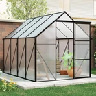 6x8FT Black Aluminum Walk-In Polycarbonate Greenhouse, Easy Setup with Vent