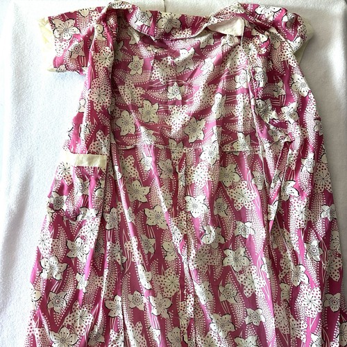 Hawaiian Kimono L Large Embroidered Muumuu House Lounger Robe Plumeria Aloha - Picture 10 of 10