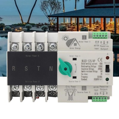 Power Automatic Transfer Switch ATS 4P 110V 100A Generator Changeover Switch...