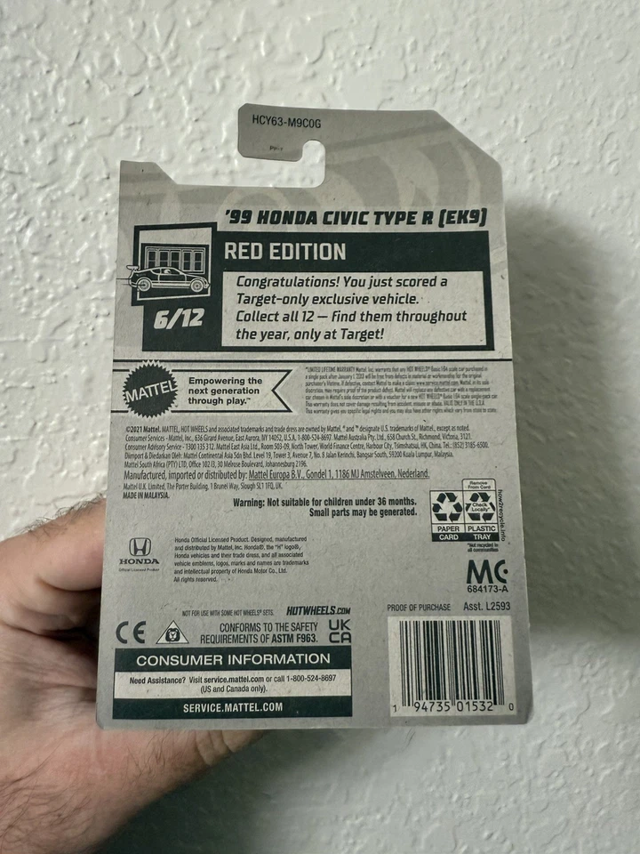 HW 25 **Objetivo Exclusivo** Edición Roja 2022 - 99 Honda Civic Tipo R [EK9]  Foto 2 de 2