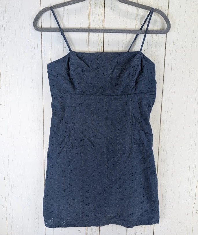 garage navy blue dress Flirty Hem Tube Romper Dress Navy