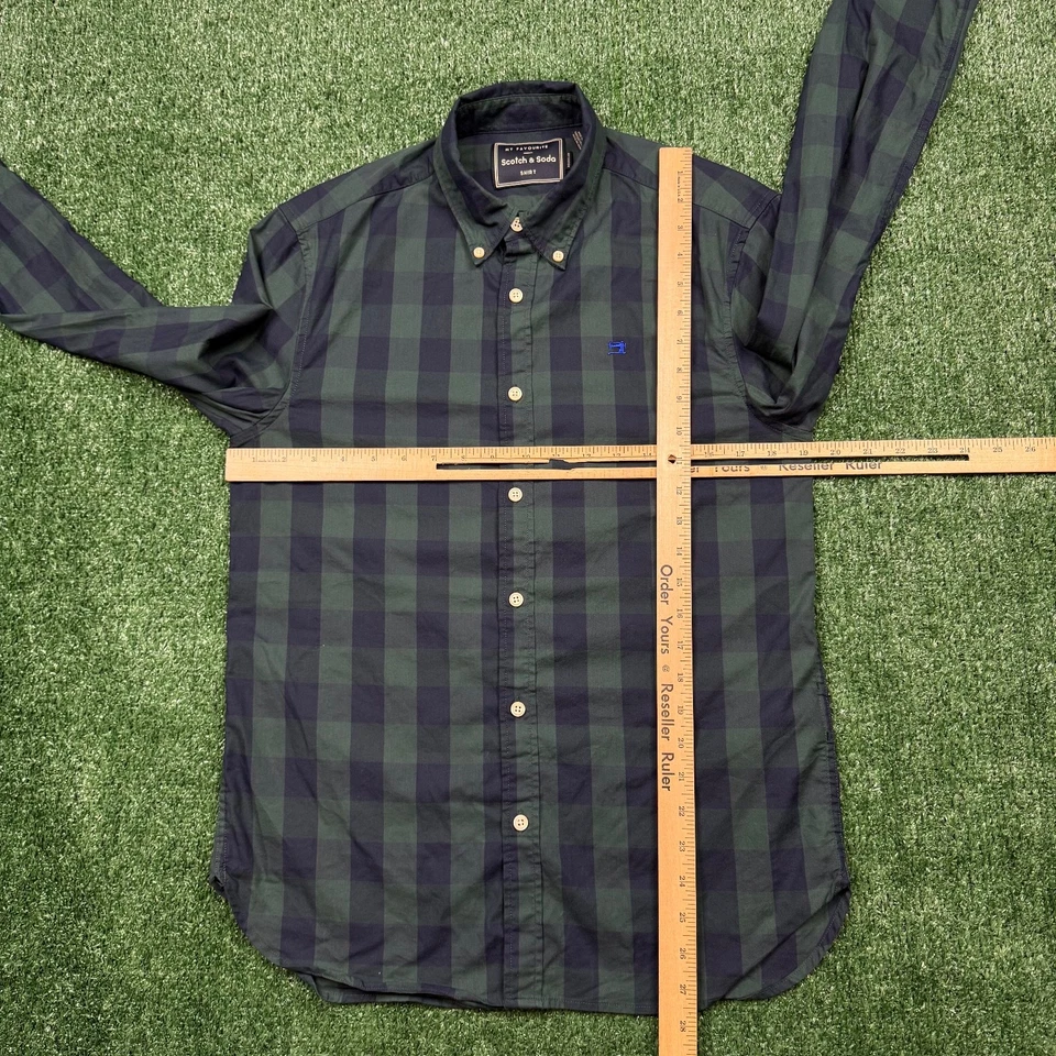 Camisa con botones Scotch & Soda para hombre talla M verde manga larga cuello ajustada preppy Foto 2 de 4