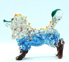 Poodle Miniature Figure Animal Hand Blown Glass Art Collectible Gift Home Décor