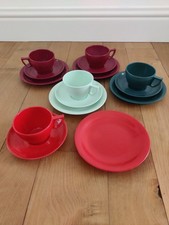 Vintage Retro Melaware Cup, Saucer and Side Plate combination in various colours