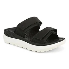 NIB Vionic Renewal Black Unisex Adjustable Hook Loop Comfort Slides Sandals Sz 9